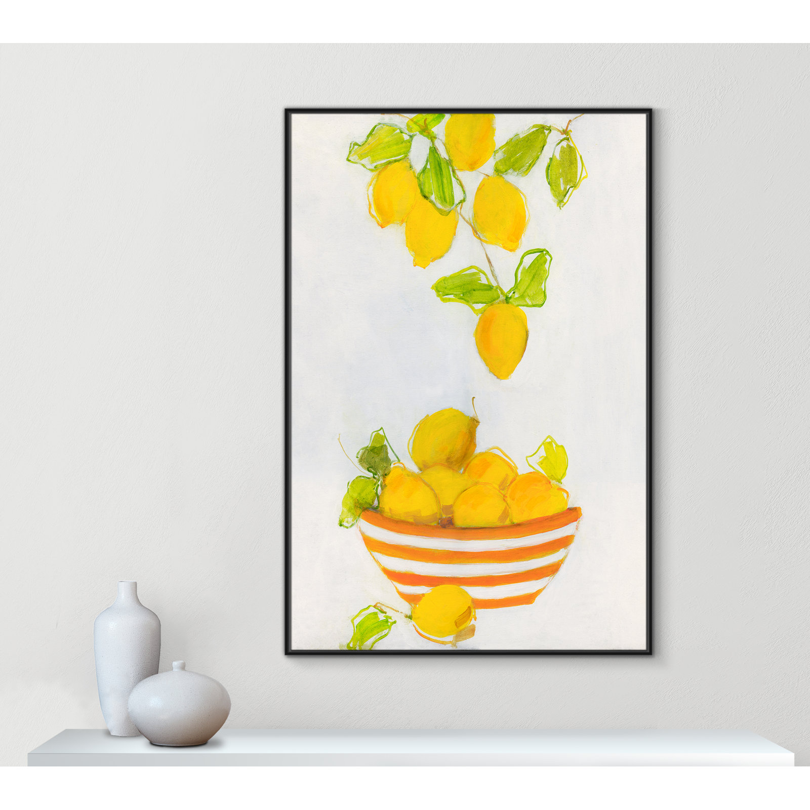 Lemonlicious by Sally Swatland - Painting Print, Black Framed Canvas, 61.5" H x 41.5" W x 2" D