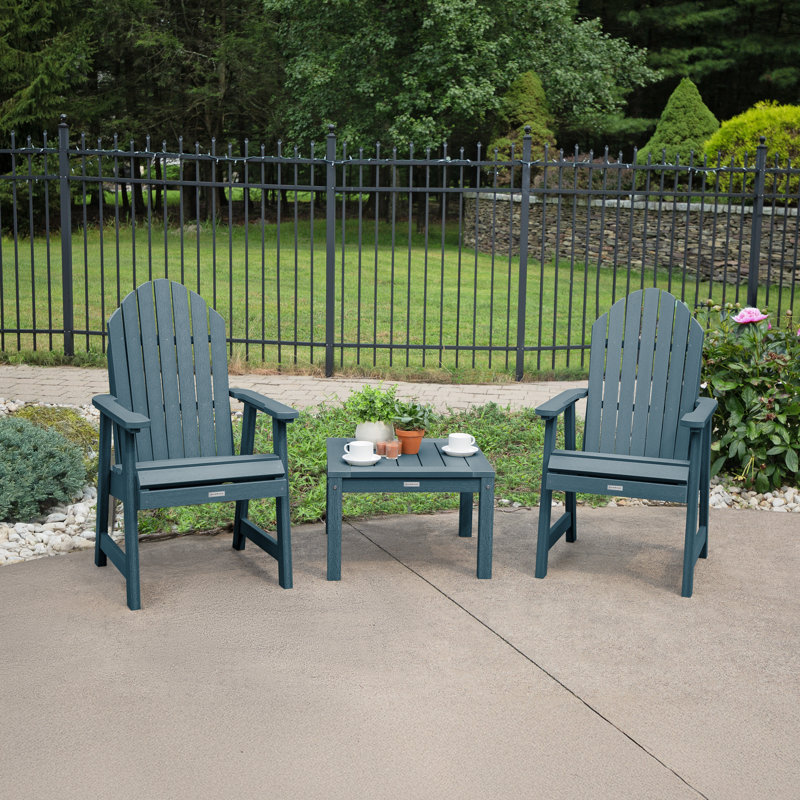 Chaise Adirondack en plastique avec table Anette, Bleu Nantucket