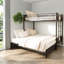 Lit simple escamotable en métal avec garde-corps et échelle intégrée, cadre convertible peu encombrant pour la chambre à coucher, noir