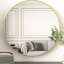 Miroir mural rond de 36 po en métal doré pour salle de bain - Verre de 4 mm de hauteur, cadre en aluminium rouillé, cadre en aluminium, miroir-1723430073