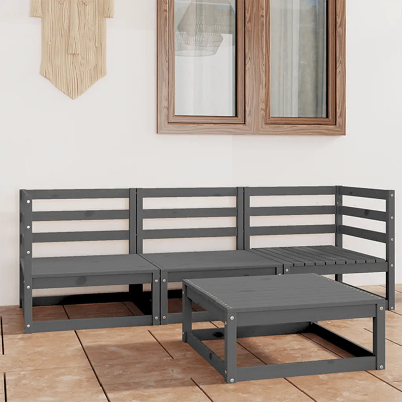 Dystany Solid Wood 3 - Person Seating Group, Grey