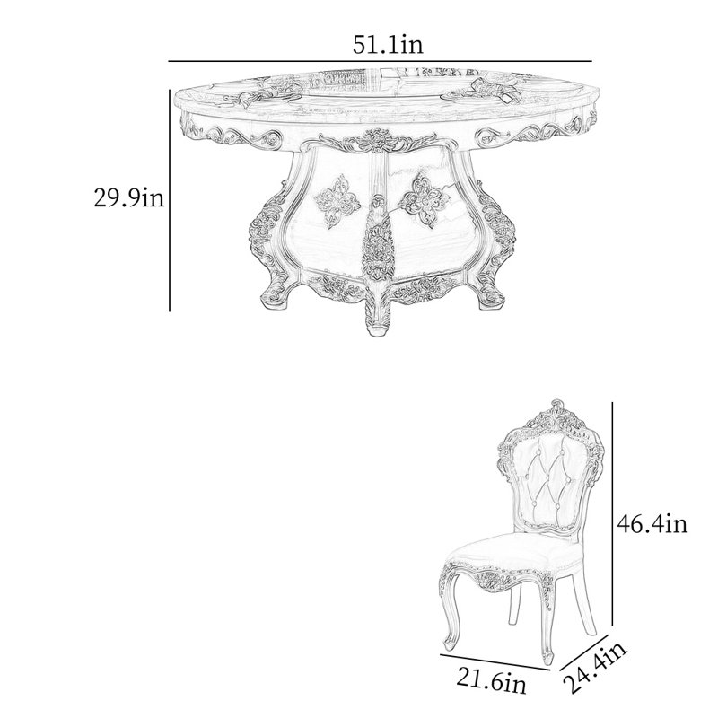 Ensembles de table de salle à manger luxueux, H 29,9 po x L 51,1 po x l 51,1 po