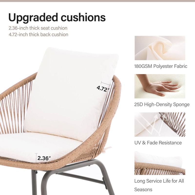 Leleifi 4 Pieces Patio Conversation Set, with Loveseat and Side Coffee Table