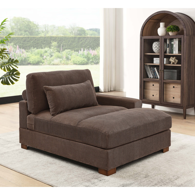 Ariee Upholstered Chaise Lounge, Right Hand Facing, Brown Corduroy