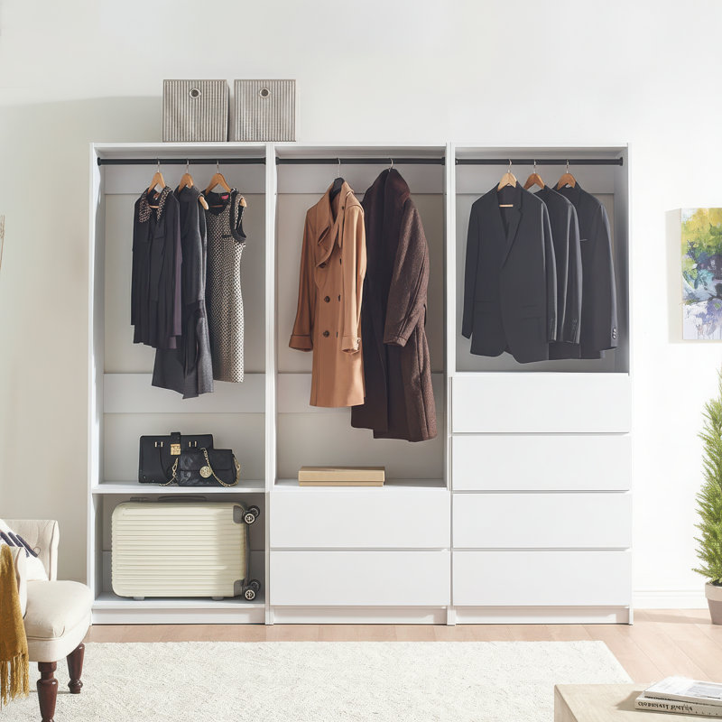 Prosper Gray Freestanding Walk In Wood Closet System, White