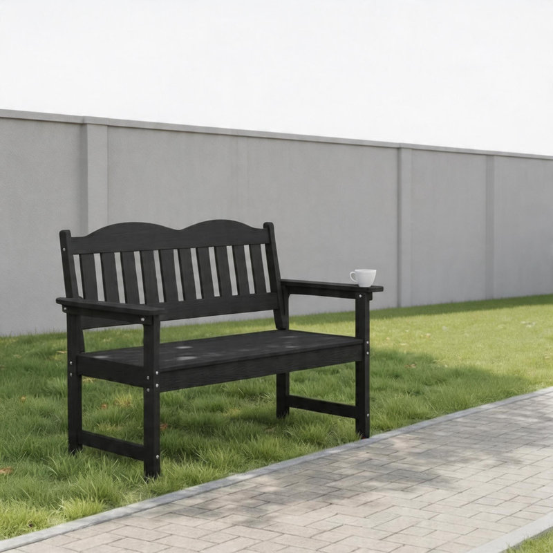 Banc de jardin extérieur pour 2 personnes, Noir