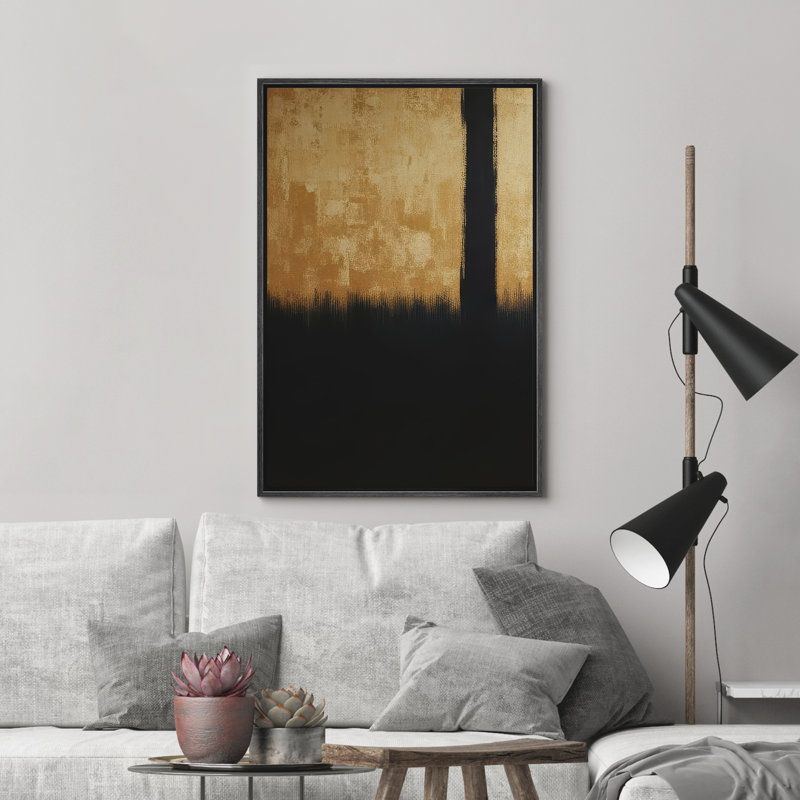 Reproduction d'art abstrait sur toile encadrée pour décoration intérieure moderne, H 24 po x l 16 po, Noir