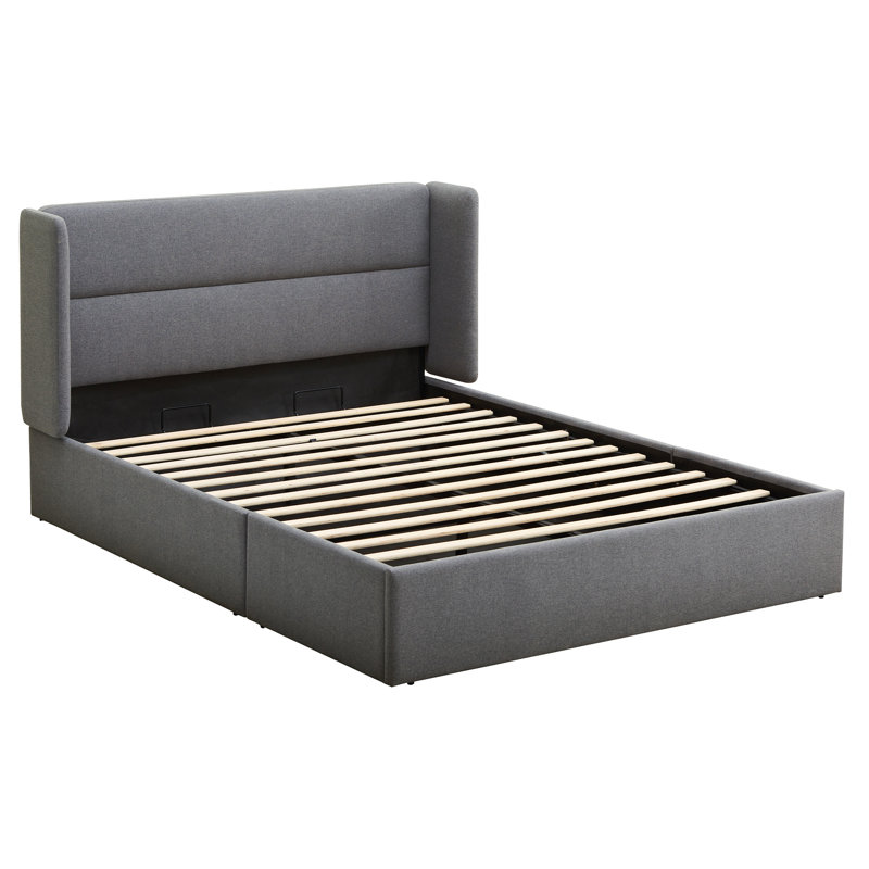 Upholstered Ottoman Storage Bed, Queen, Cream