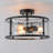 3-Light Hammered Glass Drum Semi Flush Mount