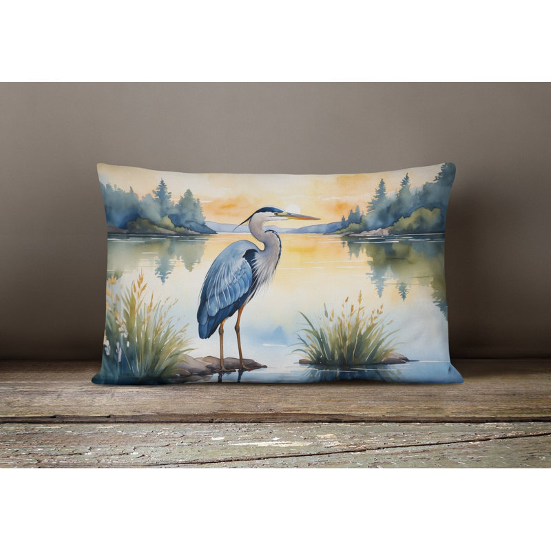 Coussin Blue Heron in the Golden Hour, Rectangle H 12 po x l 16 po