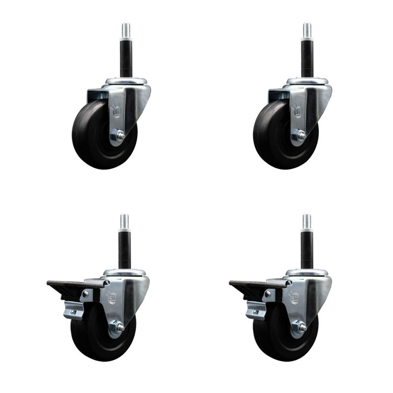 Ensemble de roulettes extensibles en caoutchouc souple à 2 roues SCC PLB 3,5 po x 3/4 po