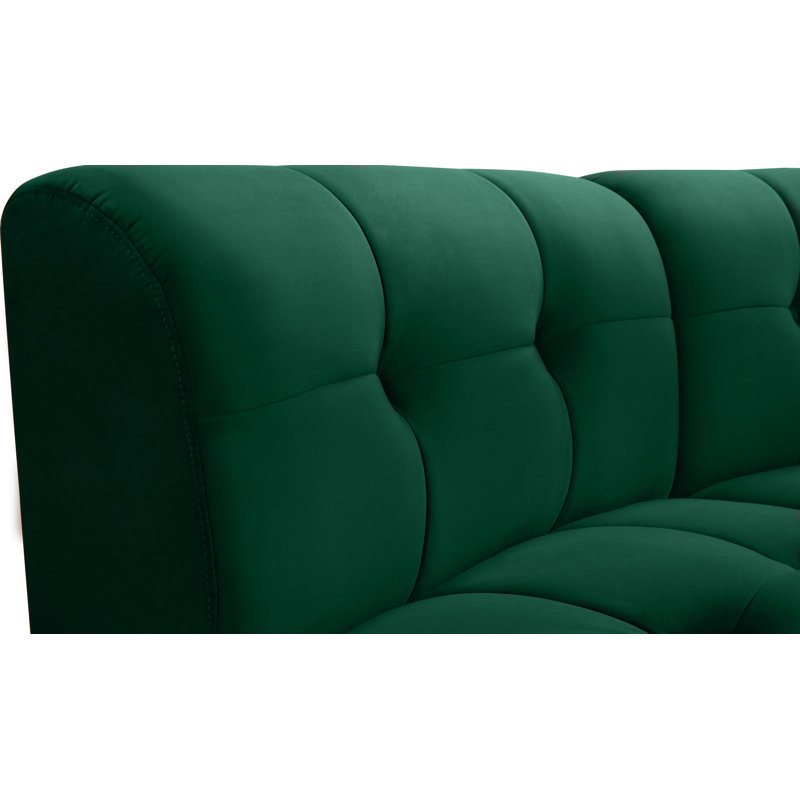 Canapé modulaire de coin symétrique en velours de 173 po de largeur Jedson, Velours vert