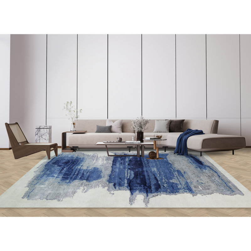 Handmade Wool Abstract Area Rug, Rectangle 10' x 14'