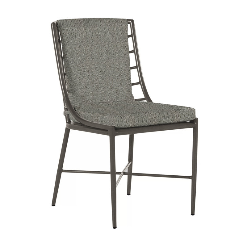 Carmel Patio Dining Side Chair with Cushions, Welt, Intermix Bark