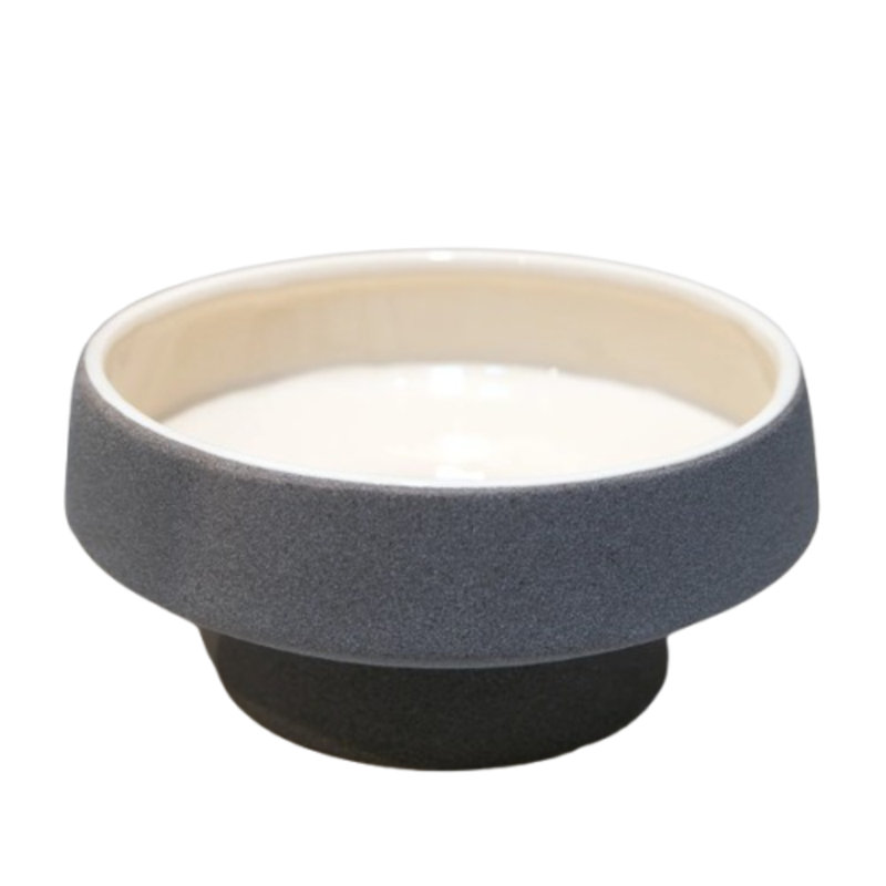 Ceramic Footed Bowl With Sand Finish Gray