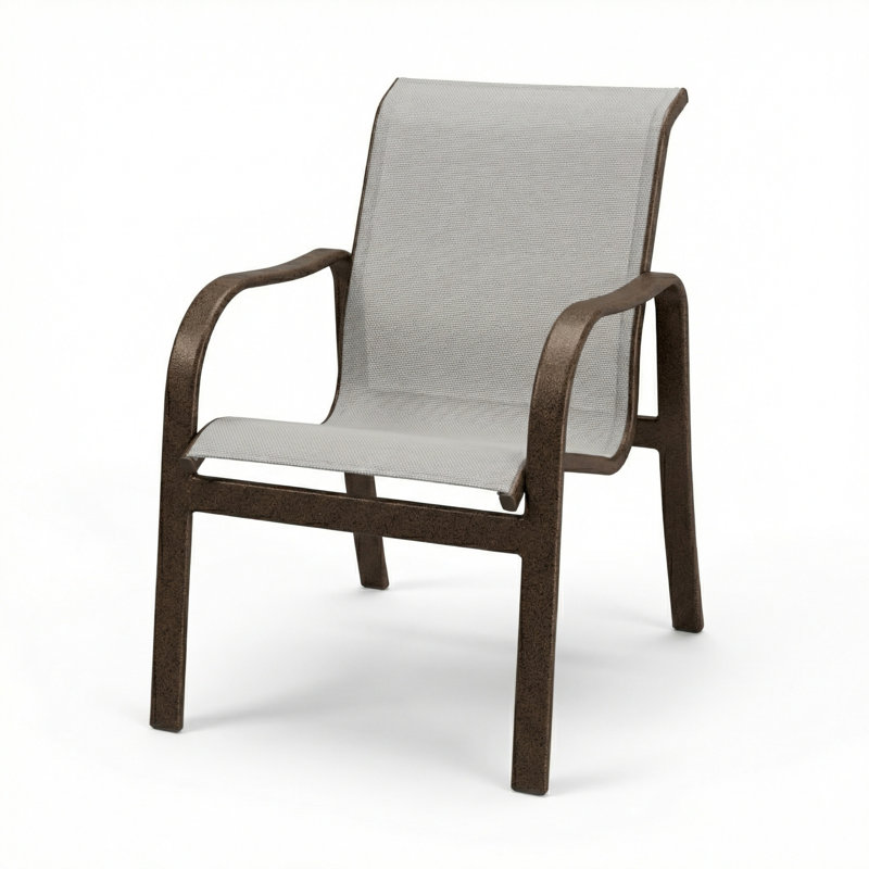 Windward Outdoor Sonata Arm Chair, Dove Gray Sling/Bronze Age