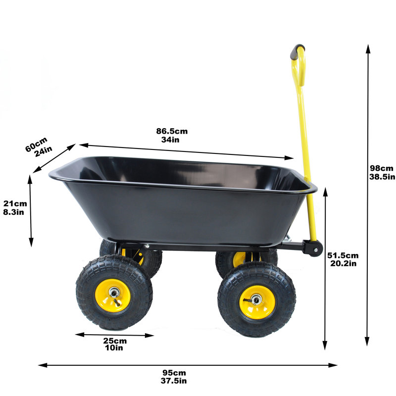 Camion à benne basculante pliable en poly avec cadre en acier, 10 pouces. Pneumatique