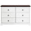 Commode 6 chambres en blanc - Coffre de rangement spacieux avec plateau brun rustique et rails coulissants en métal