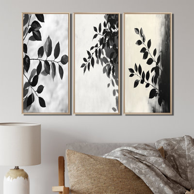 Feuilles noires, ombre, silhouette I - Collection d'impressions sur toile traditionnelles