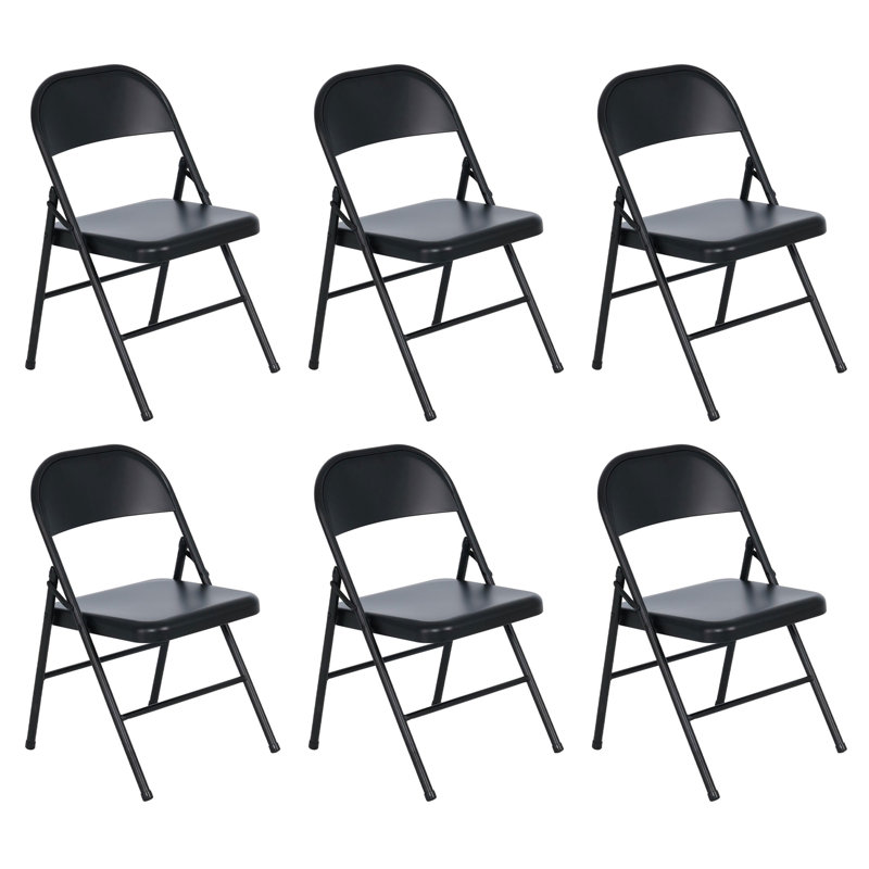  Steel Folding Chair with Leg Braces Construction and Foot Caps, 6 Pack