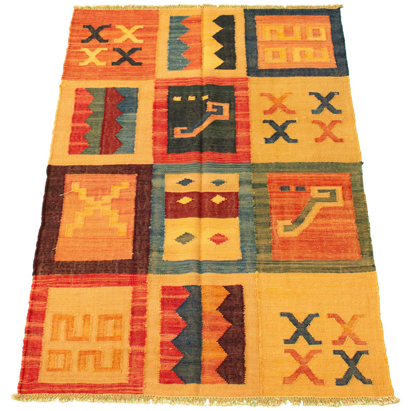 Tapis de zone en laine anatolian 4 pi x 6 pi 2 po one-of-kind-noué la main