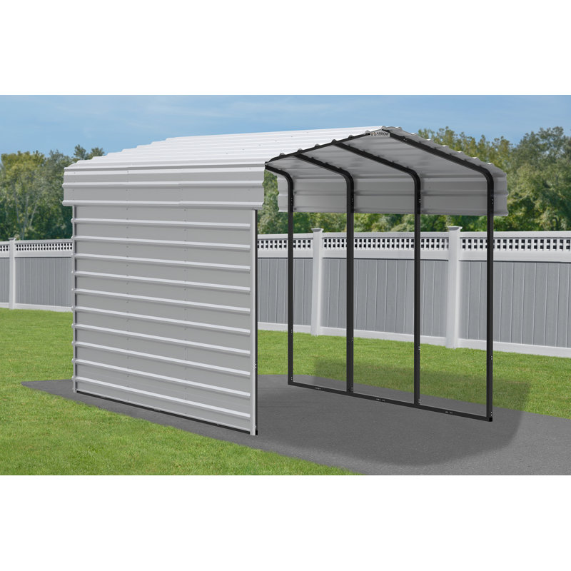 Eggshell 10' x 15' Steel Carport Kit with Enclosure