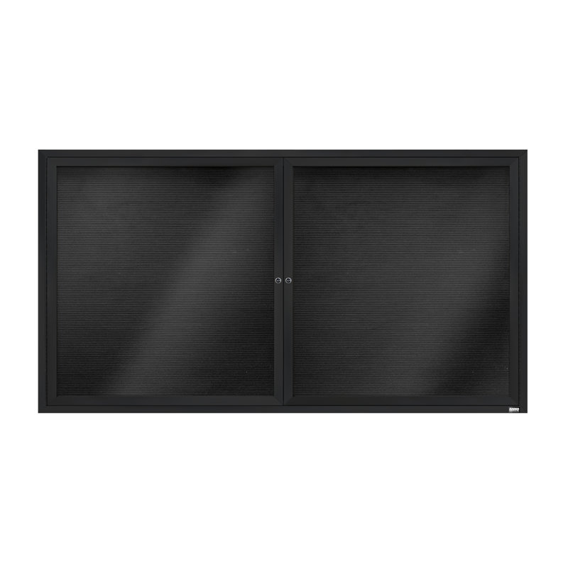Tableau d'affichage mural fermé pour armoire d'annuaire, Noir thermolaqué, Deux, H 36 po x l 72 po
