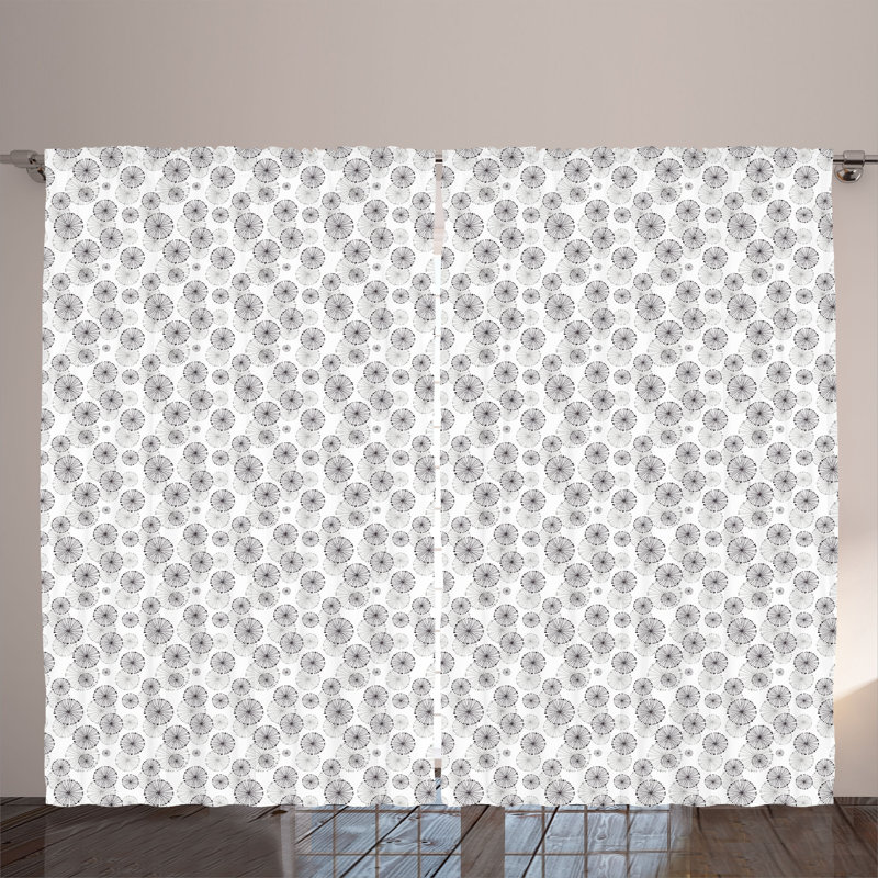 Rustic curtain, dandelion motif, dried rose