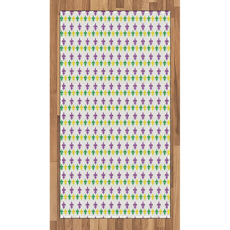 Tapis décoratif en fibres de polyester à haute densité Mardi Gras, Rectangle 2 pi 7 po x 5 pi