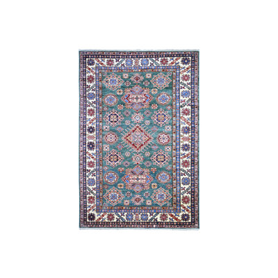 5'11" x 8'9" New Hand Knotted Green Wool Rectangle Oriental Rug - MOA10274978
