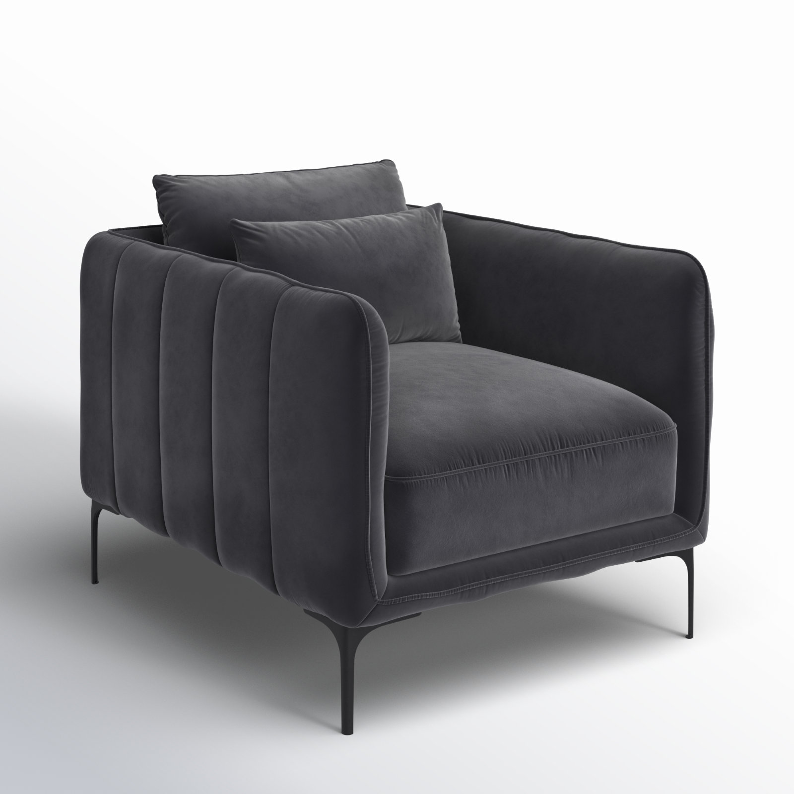 Rae Upholstered Armchair, Gray Velvet