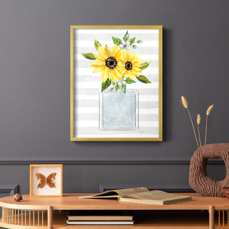 Sunflower Perfume I Framed Print - Solid Wood, Gold, 10" H x 8" W
