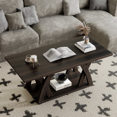 47.24" 2-tier Coffee Table with Storage for Living Room