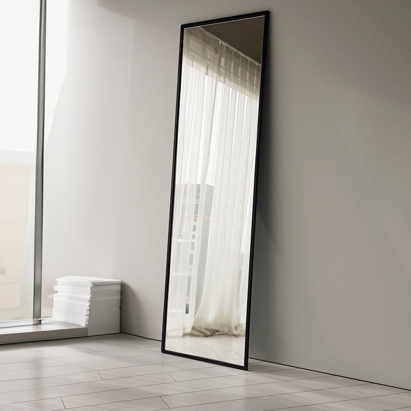 Metal Flat Floor Mirror, Black