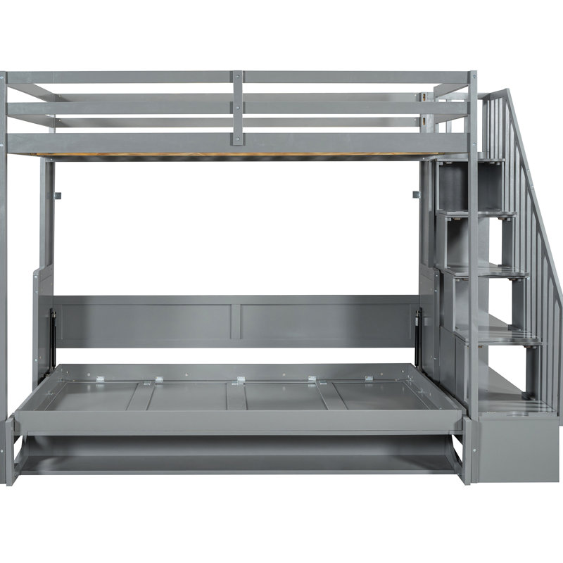 Lit gris avec espace de travail caché et élévateur hydraulique - Smart Choice, Gris