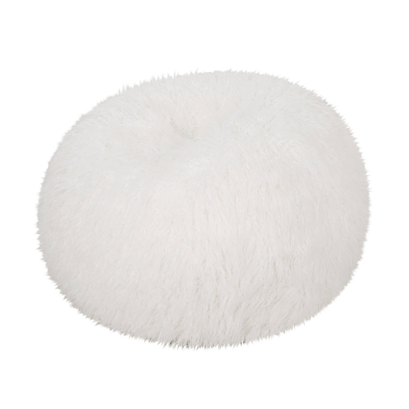 Fauteuil à billes 3 po, H 25,05 po x l 35,05 po x P 35,05 po, Fausse fourrure blanche