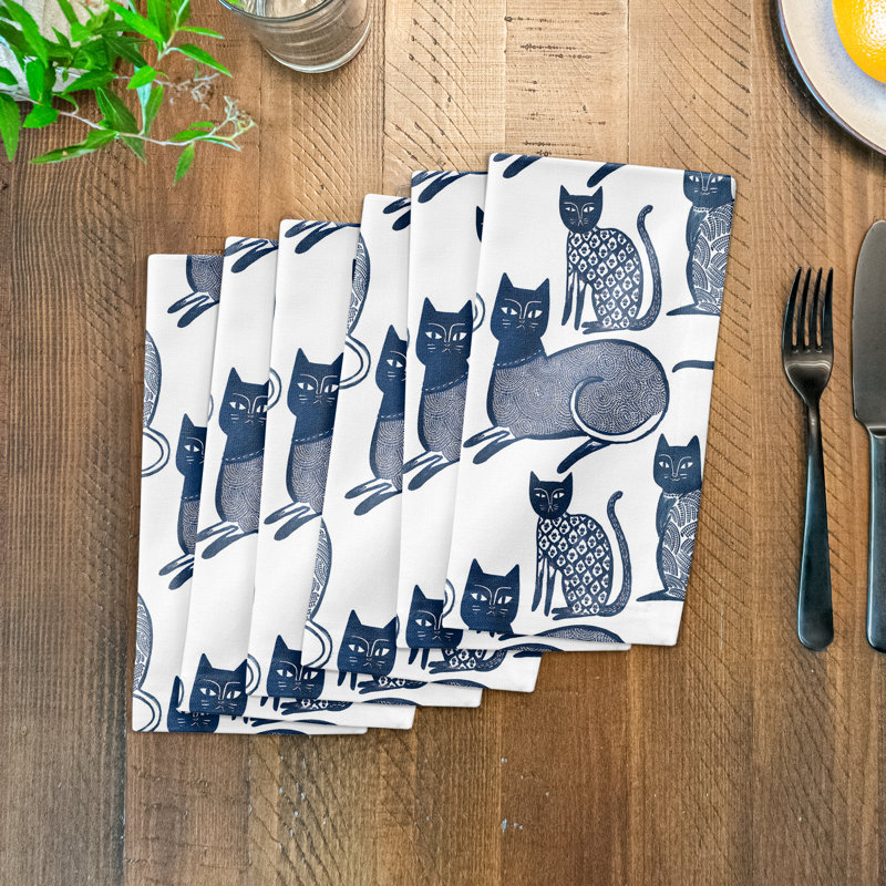 Cotton Blue Cats Square Napkin