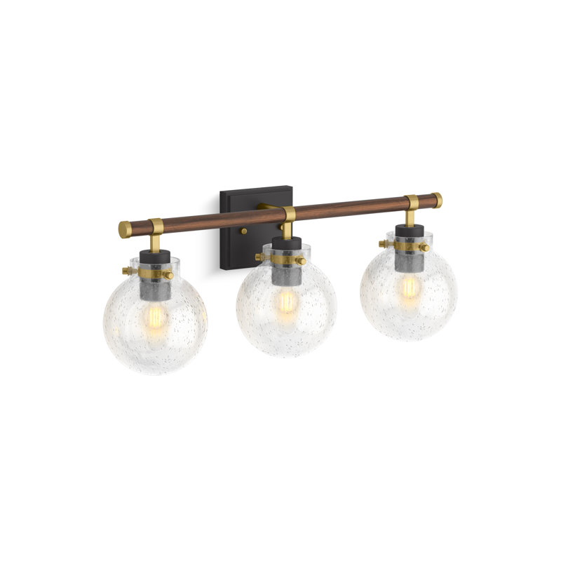 Holt Three-Light Sconce, Matte Black/Brushed Brass