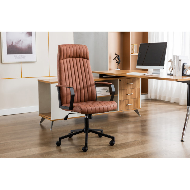 Office Chair with Headrest, Brown