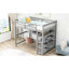 Lit mezzanine gris avec rangement pour bureau et tablettes. Cadre en bois. Espace chambre à coucher, lit double, gris. Avec des tablettes sous le bureau. Pour la chambre à coucher. Sauver-1605930938-1605930940