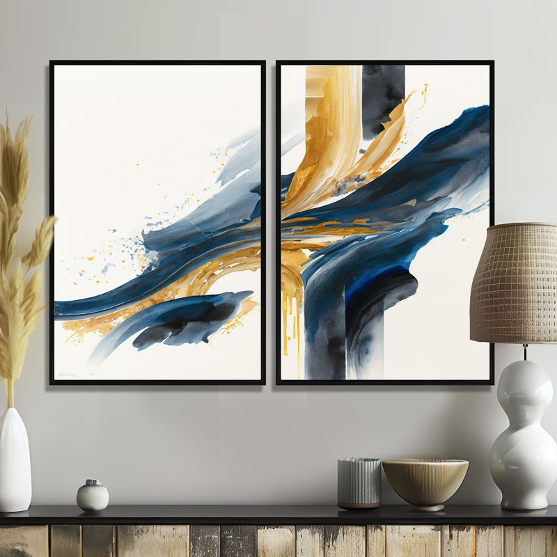 Stylish Spiral Abstract VI - Abstract Spirals, art mural pour le salon, 36" H x 48" W, Impression encadrée flottante, Black