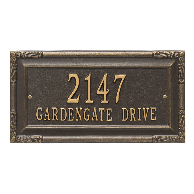 Gardengate Personalized Grande 2-Line Wall Address Plaque, Bronze/Gold, Yes