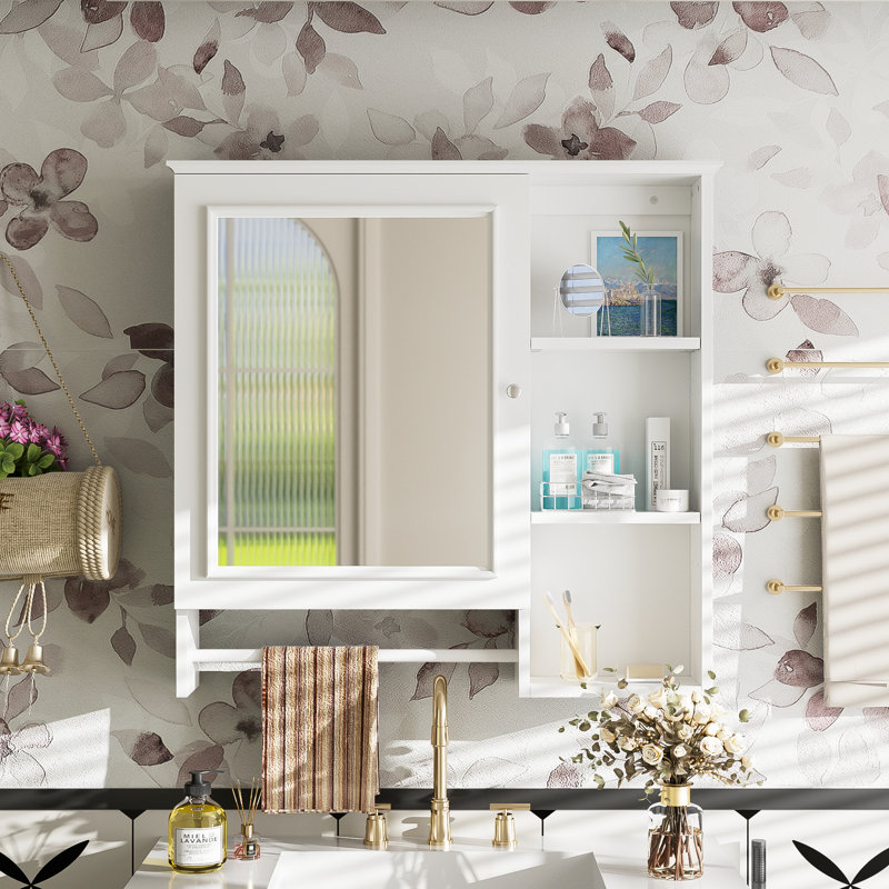 Armoire de toilette murale avec tablettes réglables, Blanc