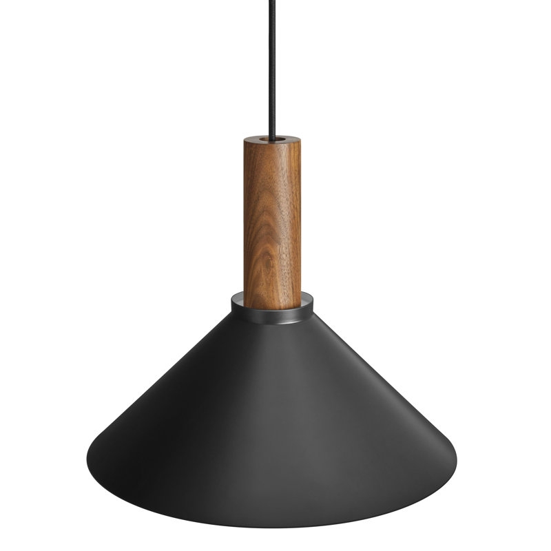 Emblem 1 - Light Pendant, 12" H x 14" W x 14" D, Black, Walnut