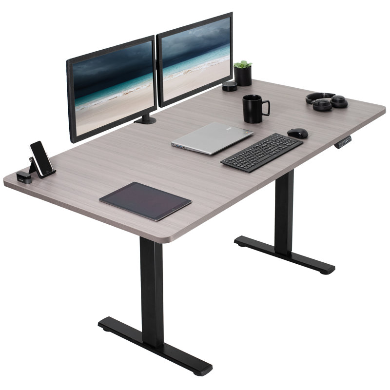 Dark Gray and Black Adjustable Height Electric Standing Desk
