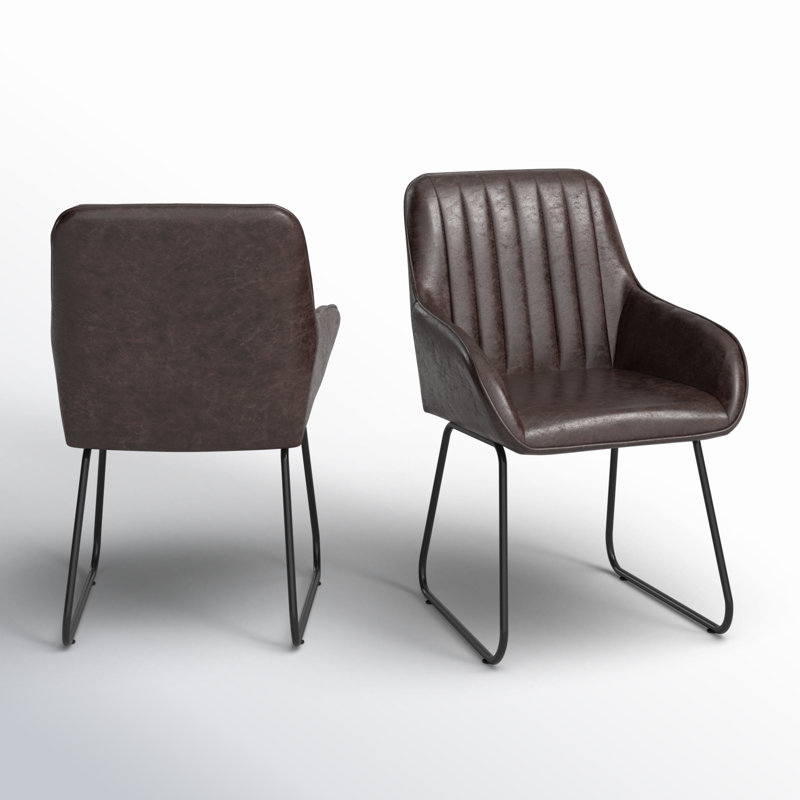 Braiden Upholstered Dining Chairs With Arm, Dark Brown