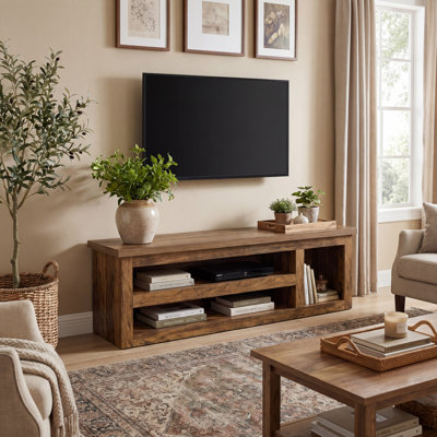 63" Farmhouse Tv Stand with Full Back Panel for TVs up to 65", 3-Tier Tv Console for Bedroom, Living Room