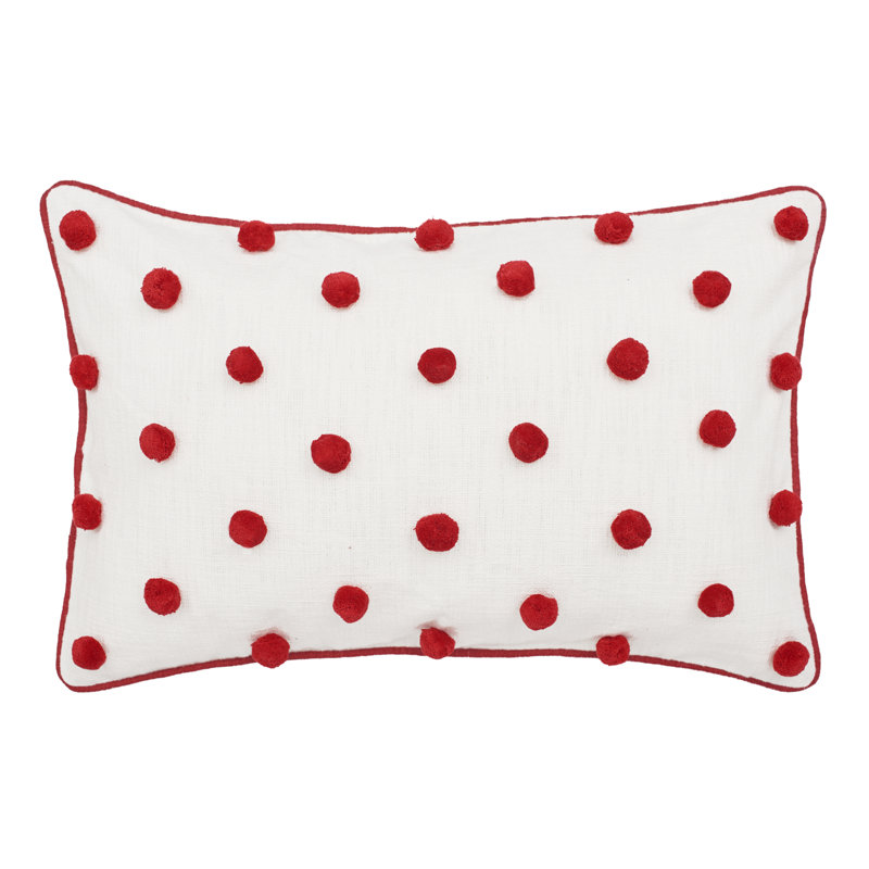 Housse de coussin lombaire à pois , Rouge