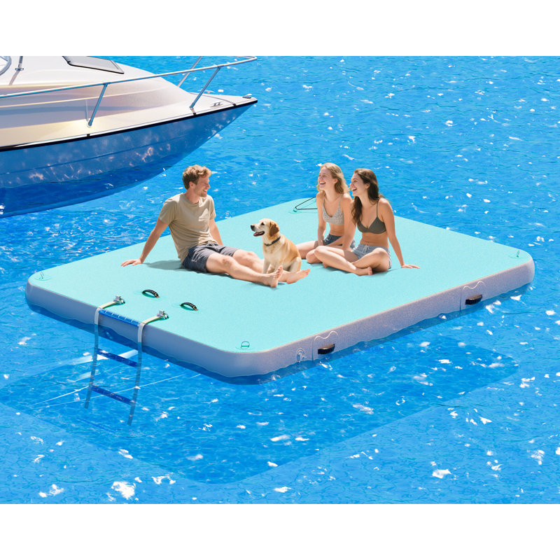 Quai flottant gonflable AMERLIFE, H 5,9 po x l 97 po x P 74 po, Bleu pâle/gris