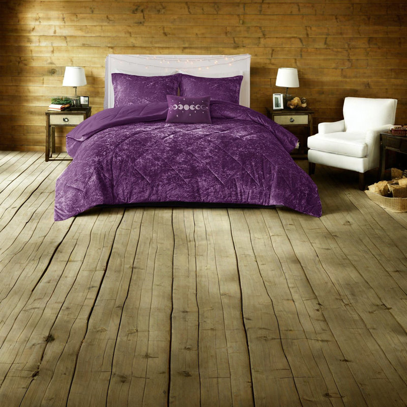 Ensembles de literie en velours luxueux, édredon en polyester mauve, chambre à coucher moderne
